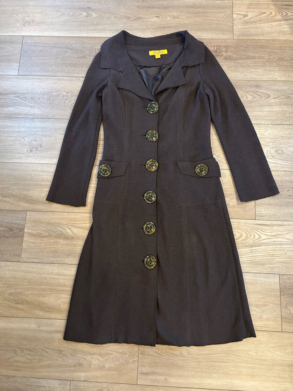 Y2K Millard Fillmore Anthropologie Wool Blend Long Coat Brown Size M